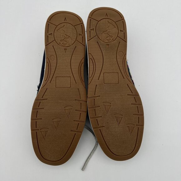 Falls Creek Womens Size 10 Plaid & Navy Boat Shoes Casual Slip-On Style - Picture 5 of 6